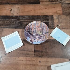 Spirits Of The Seasons Winds of Change Wolf Porcelain Plate  Bradford Exchange